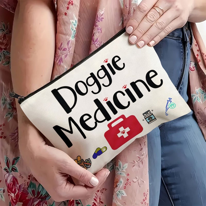 A White Hypoallergenic Dog Medicine Bag 22x18cm for Storing Pet Care Medications Supplies and Also Use as Makeup Toiletry or Stationery Pouch Ideal Gift for Mothers Female Friends - Image 5
