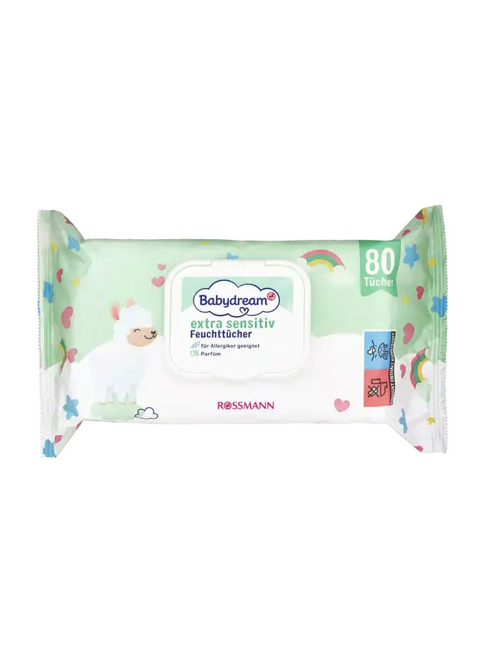ROSSMANN German Brand Wipes , Extra Sensitive Wet Wipes, 80 Pieces – Gentle and Thorough Cleaning for Sensitive, with Aloe Vera & Allantoin, Fragrance-Free, Dye-Free, pH-Neutral. - Image 2