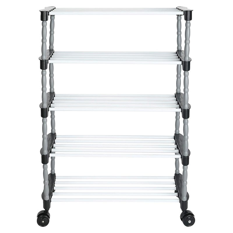 FLIPZON Multipurpose 4 Shelves/Layer Shoe Rack Organizer With Wheels&Dustproof Cover|Portable Smart Storage Rack Organizer With Zip Cover Easy To Move (Metal & Plastic,Multicolour),60 X 30 X85 cm - Image 3
