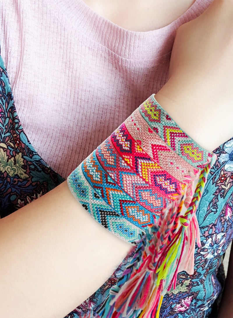 Luckam 12 Pcs Nepal Woven Friendship Bracelets Handmade Braided String Adjustable Bulk Bracelet for Women Kids Girls - Image 4