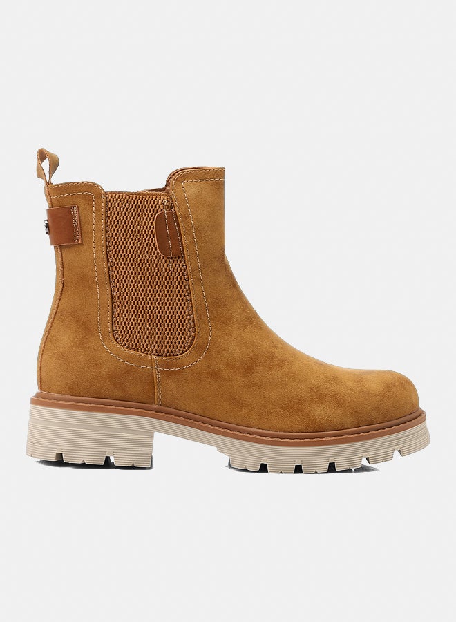 Dejavu Shoes GER-DVTX-013 Rubber Leather Mid Calf Boots - Camel For Women - Image 2