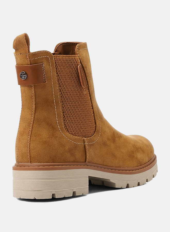 Dejavu Shoes GER-DVTX-013 Rubber Leather Mid Calf Boots - Camel For Women - Image 3