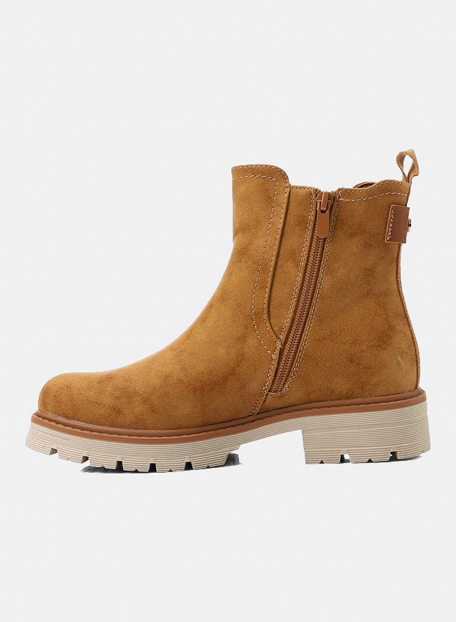 Dejavu Shoes GER-DVTX-013 Rubber Leather Mid Calf Boots - Camel For Women - Image 4