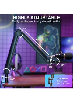 SA-30 Microphone Boom Arm, 360° Rotatable Mic Stand With 6 inch Riser, Microphone Holder with 1/4"", 3/8"" And 5/8"" Adapters, Professional Microphone Arm With Accessories Mic Boom Arm Mic Stand - pzsku/ZC1FCC15C30095B1BBE4BZ/45/_/1733341580/a267cfc3-0cf8-49bc-92a3-f14e999d6965