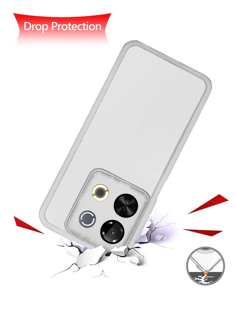 Wtech itel P65 4G 2024 Soft Transparent TPU Silicone Ultra Thin Phone Stylish Electroplated Camera Border Back Case Cover White - Image 3