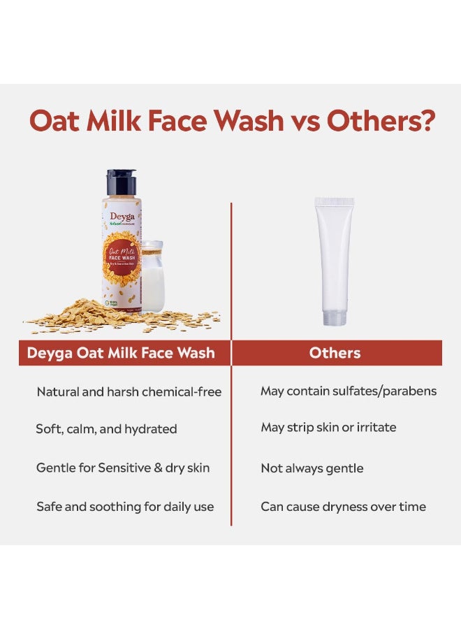 Deyga Oat Milk Face Wash | Cleanses, Hydrates & Soothes | Suitable for Dry & Sensitive Skin | Sulphate & Paraben Free Face Wash for Men & Women 100 ml - Image 5