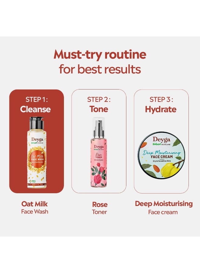 Deyga Oat Milk Face Wash | Cleanses, Hydrates & Soothes | Suitable for Dry & Sensitive Skin | Sulphate & Paraben Free Face Wash for Men & Women 100 ml - Image 4