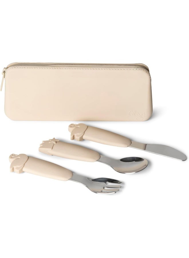 Citron Silicone Cutlery Set With Pouch Ballerina Eco-Friendly Utensils For On-The-Go Dining - Image 1