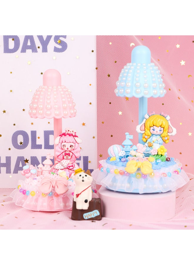DIY Flower Nightlight Cream Glue Children's Handmade Toy Material Bag Girl's Gift Book Desktop Decoration-Color:[ordinary Carton Packaging] Pink Flower Night Light + Free 10 Stickers - Image 3