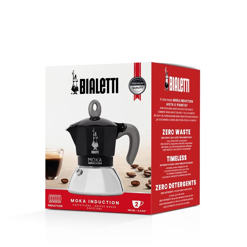 Bialetti - Moka Induction, Moka Pot, Suitable for all Types of Hobs, 2 Cups Espresso (2.8 Oz), 90 milliliters,Black - Image 2