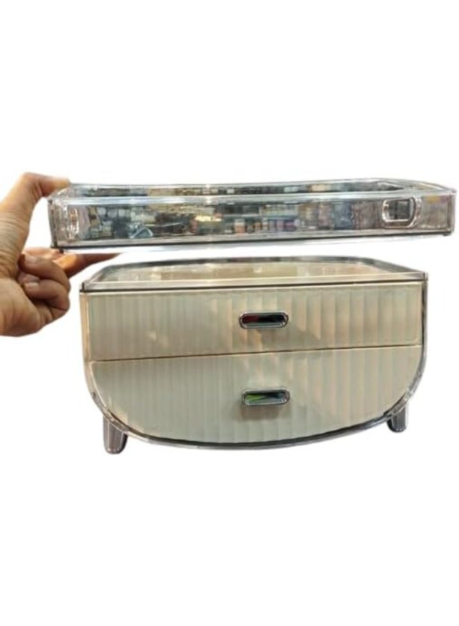 BK Pergola Makeup Organizer with 2 Drawers, Elegant Design and High Quality Acrylic and Plastic Material - Image 2