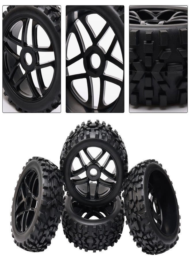 JIUWU 4-Pack High-Performance RC Off-Road Wheels and Tires - 17mm Hex, 1/8 Scale, Durable Black Construction - Image 2