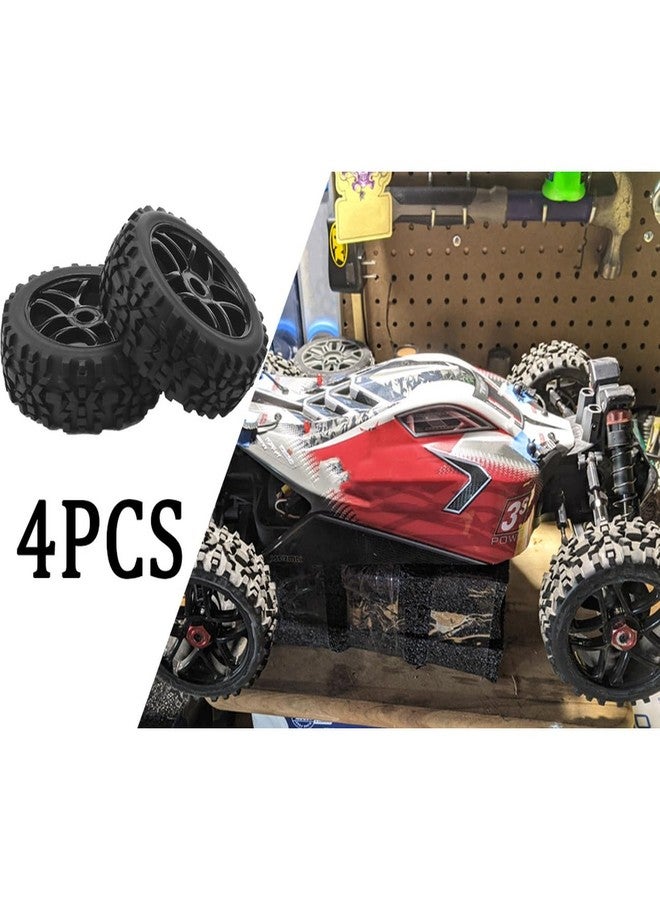 JIUWU 4-Pack High-Performance RC Off-Road Wheels and Tires - 17mm Hex, 1/8 Scale, Durable Black Construction - Image 3
