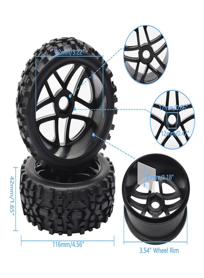 JIUWU 4-Pack High-Performance RC Off-Road Wheels and Tires - 17mm Hex, 1/8 Scale, Durable Black Construction - Image 4