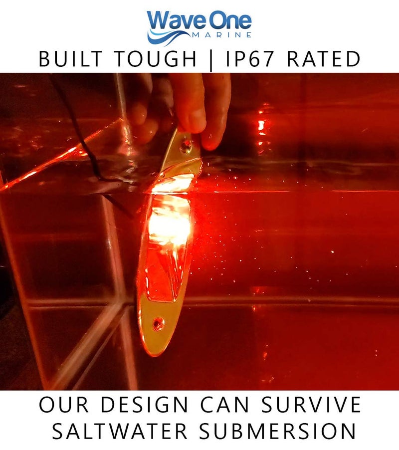 Wave One Marine Flush Mount LED Shark Eye Boat Navigation Teardrop Lights | Red And Green Stainless USCG 2NM | Waterproof 12V - Image 4