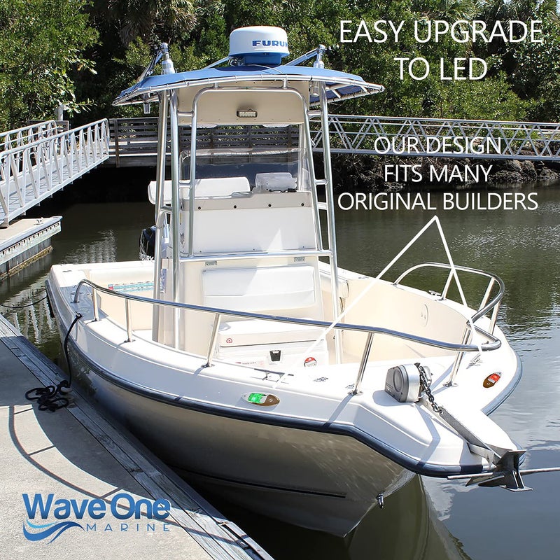 Wave One Marine Flush Mount LED Shark Eye Boat Navigation Teardrop Lights | Red And Green Stainless USCG 2NM | Waterproof 12V - Image 5