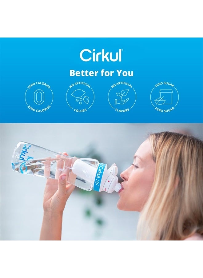 Cirkul 22oz. BPA-Free Plastic Water Bottle Starter Kit with Blue Lid, 2 Flavor Cartridges (1 LifeSip Fruit Punch, 1 FitSip Mixed Berry) Zero Calories and No Sugar  - Image 5