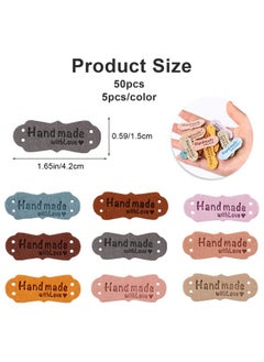 50pcs Handmade Leather Labels, Leather Tags for Handmade Items Microfiber  Colorful Embossed Leather Tags Handmade with Love, Handmade Labels with