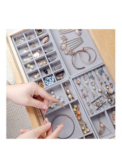 Excefore Jewelry Trays Organizer Stackable Large Grid Jewellery Insert Tray Necklace Pendant Organiser with Velvet Drawer Organiser Showcase Jewelry Storage for Bracelet Necklace Earring Ring, 4 Pack  - Image 3
