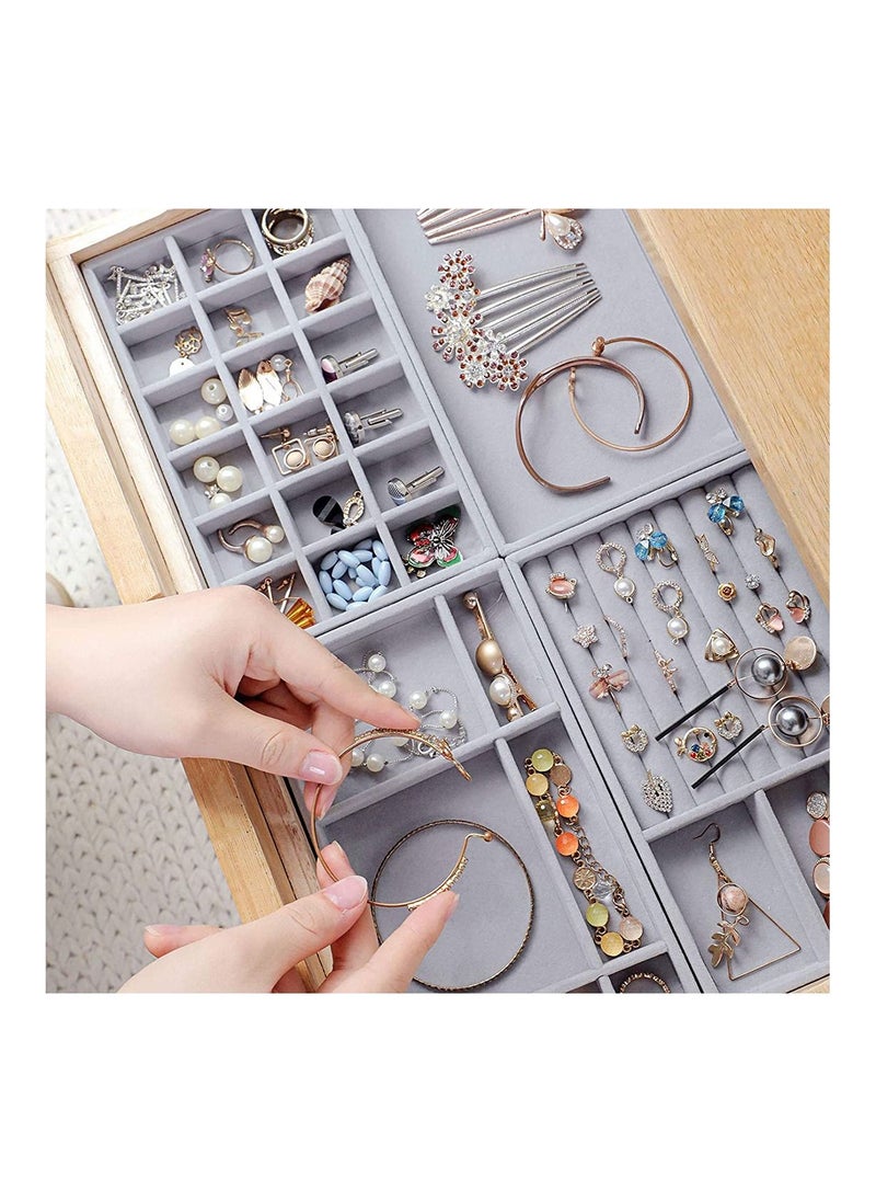 Excefore - Jewelry Trays Organizer Stackable Large Grid Jewellery Insert Tray Necklace Pendant Organiser with Velvet Drawer Organiser Showcase Jewelry Storage for Bracelet Necklace Earring Ring, 4 Pack - Image 1