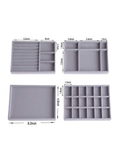 Excefore Jewelry Trays Organizer Stackable Large Grid Jewellery Insert Tray Necklace Pendant Organiser with Velvet Drawer Organiser Showcase Jewelry Storage for Bracelet Necklace Earring Ring, 4 Pack  - Image 5