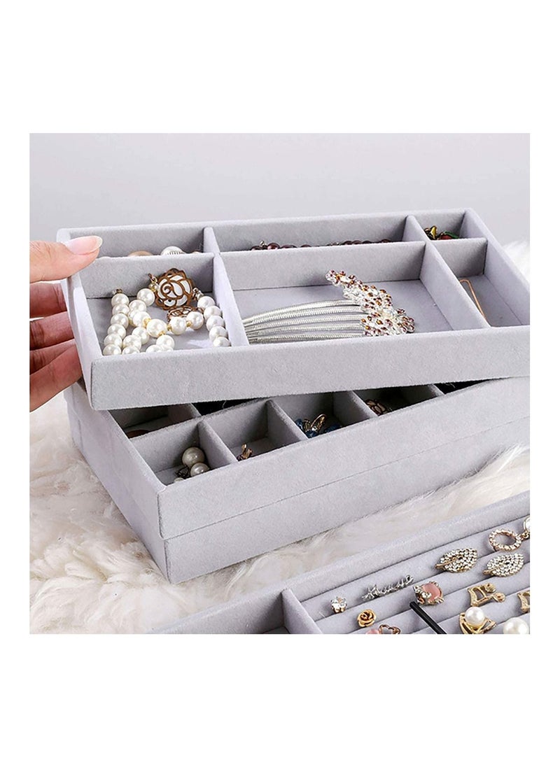 Excefore - Jewelry Trays Organizer Stackable Large Grid Jewellery Insert Tray Necklace Pendant Organiser with Velvet Drawer Organiser Showcase Jewelry Storage for Bracelet Necklace Earring Ring, 4 Pack - Image 1