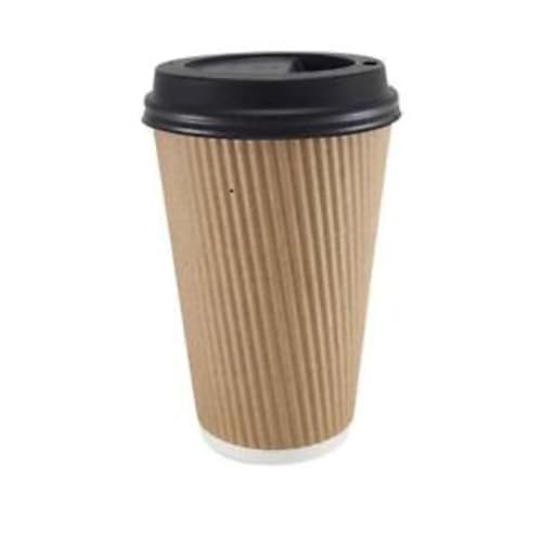 SHOP  SHOPPEE SHOP & SHOPPEE Disposable Ripple Paper Cups with lids,EcoFriendly, Hygienic for Hot & Cold Drink in Party, Social Gathering, Weddings| Hot Beverage Glass Cup(250ml,Brown Cup,Black Lid)(50 Pcs Each) - Image 4