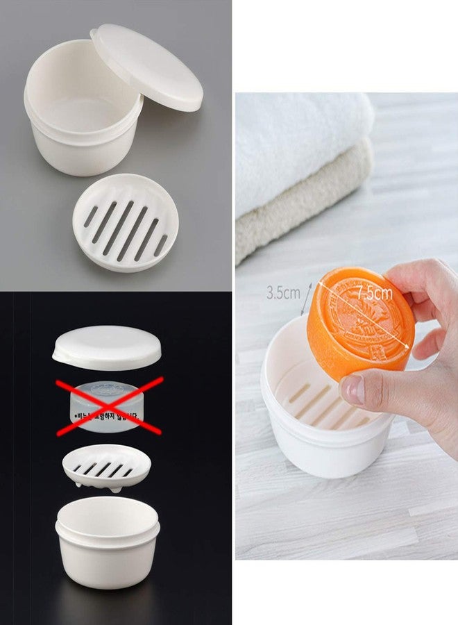 LENITH [LENITH] Travel Soap Dish Soap Case Holder Portable Clear Soap Container Box Bathroom/Gym Shower/Outdoor Camping (Round White) - Image 3