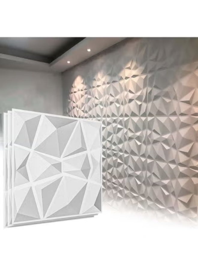 fantasize 12 PCS 3D Wall Panels 3D Texture PVC Wallpaper with 30M Double sided tape Diamond Design Decorative Wall Cover Each For Living Room Lobby Bedroom Office Each 30x30cm White - Image 2
