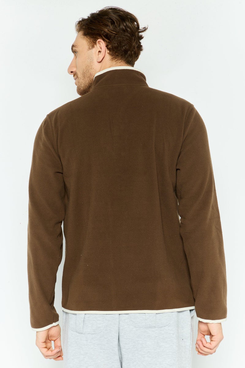 Hurley Men Mock Neck Brand Logo Sweatshirt, Brown - Image 4