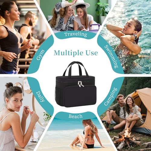 Bagmoly Travel Toiletry Bag, Portable Makeup Bag for Women Girls, Water-resistant Makeup Cosmetic Bag Travel Bag for Full-Size Toiletries, Accessories, Black - Image 5