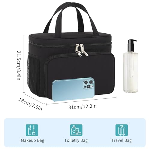 Bagmoly Travel Toiletry Bag, Portable Makeup Bag for Women Girls, Water-resistant Makeup Cosmetic Bag Travel Bag for Full-Size Toiletries, Accessories, Black - Image 4