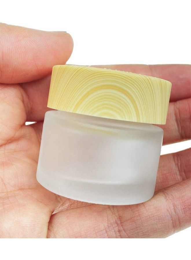 ericotry 3Pcs 20G/20Ml Empty Refillable Translucent Glass Makeup Cosmetic Face Cream Lip Balm Storage Container Jar Pot Bottle With Liners And Wood Grain Lid For Scrubs Oils Salves Creams Lotions - Image 4