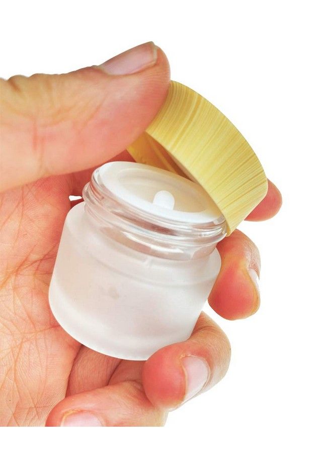 ericotry 3Pcs 20G/20Ml Empty Refillable Translucent Glass Makeup Cosmetic Face Cream Lip Balm Storage Container Jar Pot Bottle With Liners And Wood Grain Lid For Scrubs Oils Salves Creams Lotions - Image 3