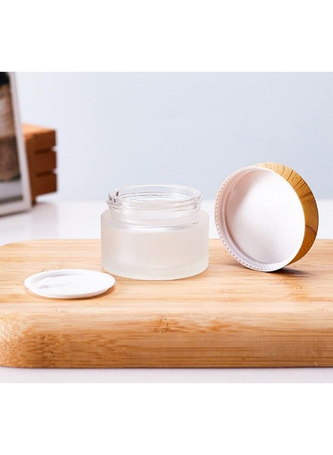 ericotry 3Pcs 20G/20Ml Empty Refillable Translucent Glass Makeup Cosmetic Face Cream Lip Balm Storage Container Jar Pot Bottle With Liners And Wood Grain Lid For Scrubs Oils Salves Creams Lotions - Image 5