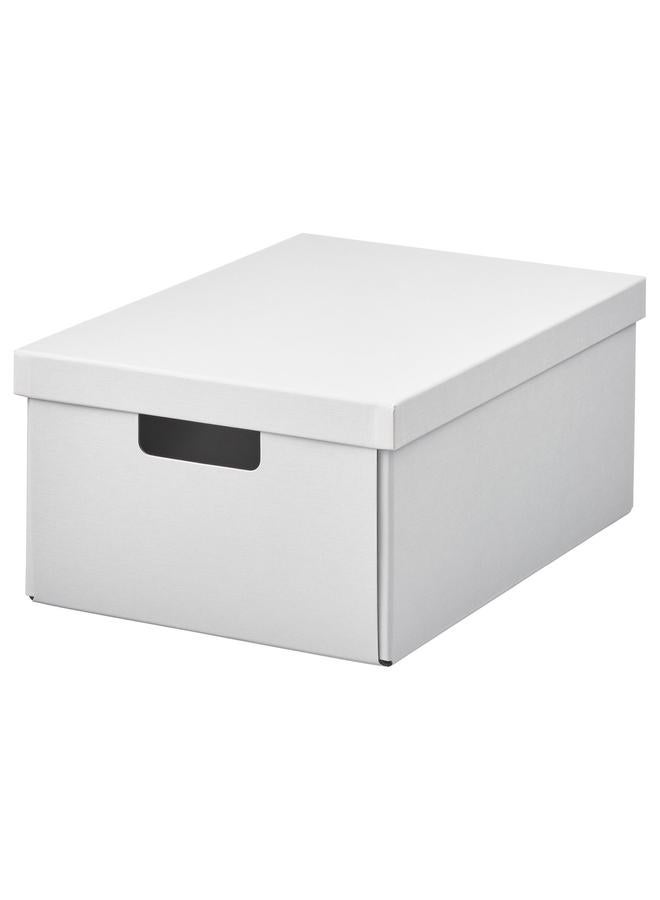 زبون صندوق تخزين مع غطاء، أبيض، 25x35x16 سم - Image 1