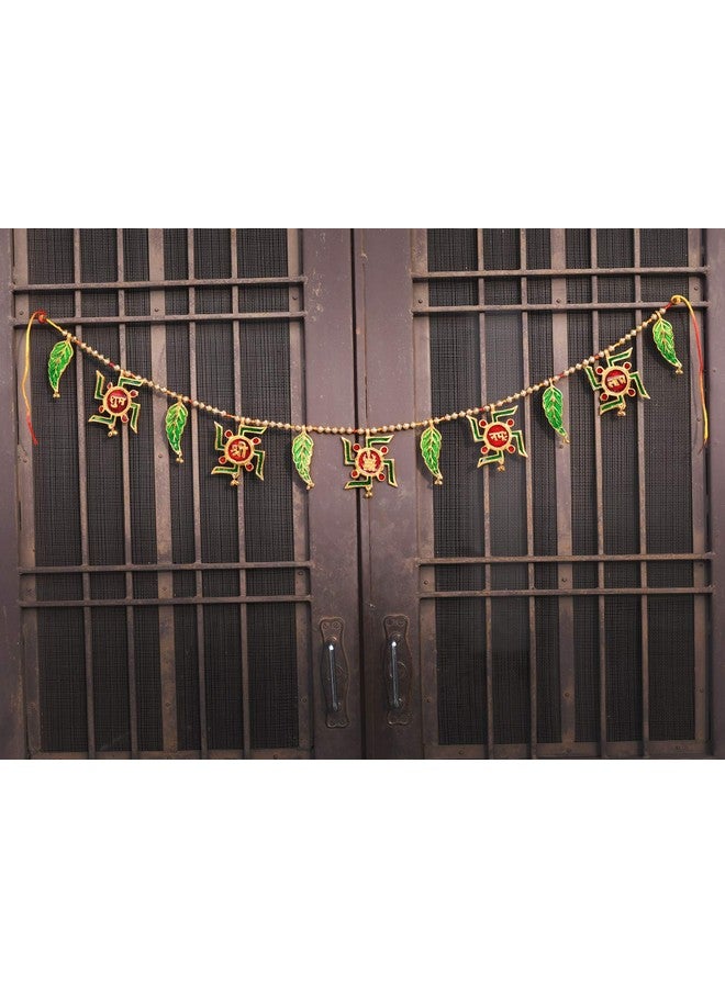 Collectible India Swastik Shubh Labh Metal Toran for Diwali/Toran for Door/toran for Pooja Room Mandir/Main Door Room/Diwali Decoration Items for Home (Size 38 x 3.5 Inch) - Image 1