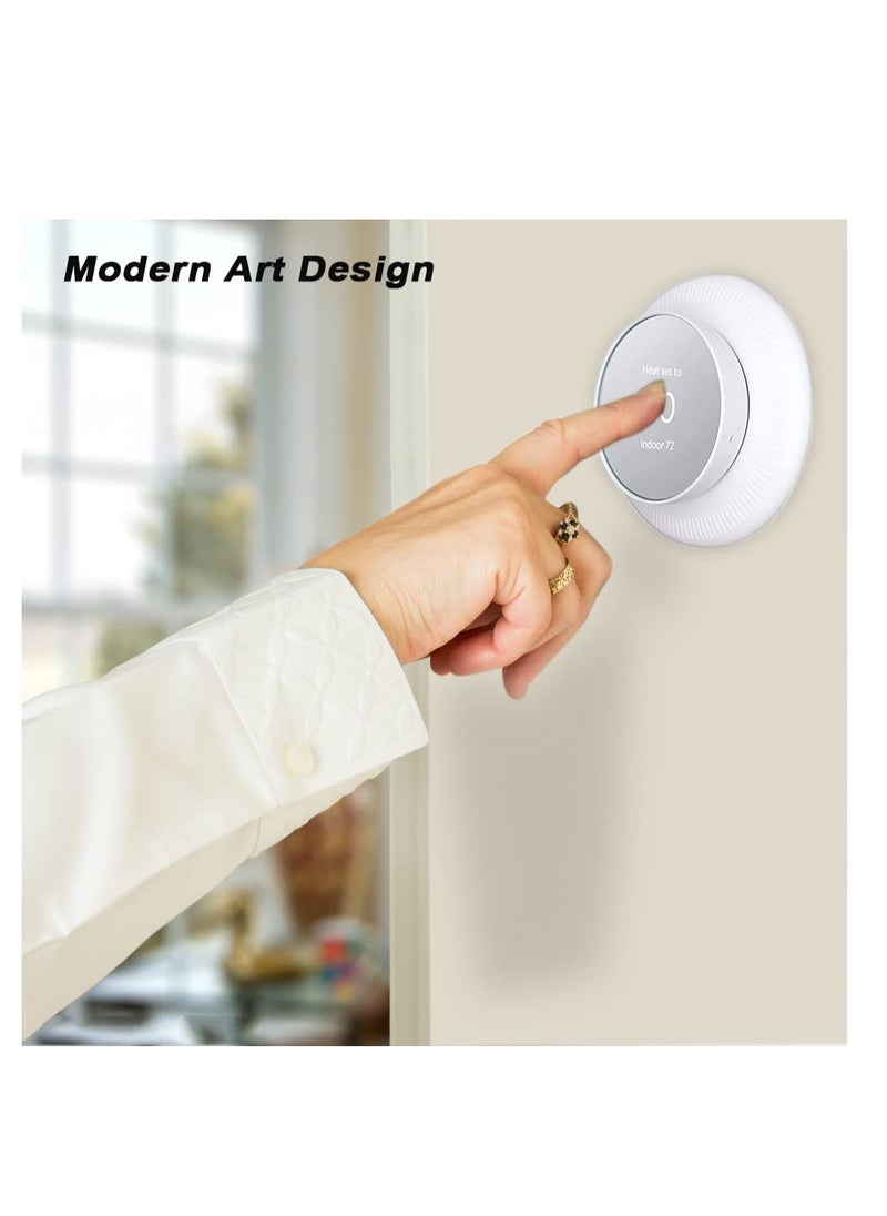 SYOSI - Silicone Wall Plate Cover Compatible with Google Nest Thermostat, Fingerprint Resistant Bracket Mount Trim Kit for Nest Thermostat, Complementary Design Easy to Install Backplate for Home, White - Image 1
