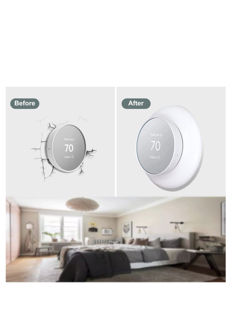 SYOSI - Silicone Wall Plate Cover Compatible with Google Nest Thermostat, Fingerprint Resistant Bracket Mount Trim Kit for Nest Thermostat, Complementary Design Easy to Install Backplate for Home, White - Image 1