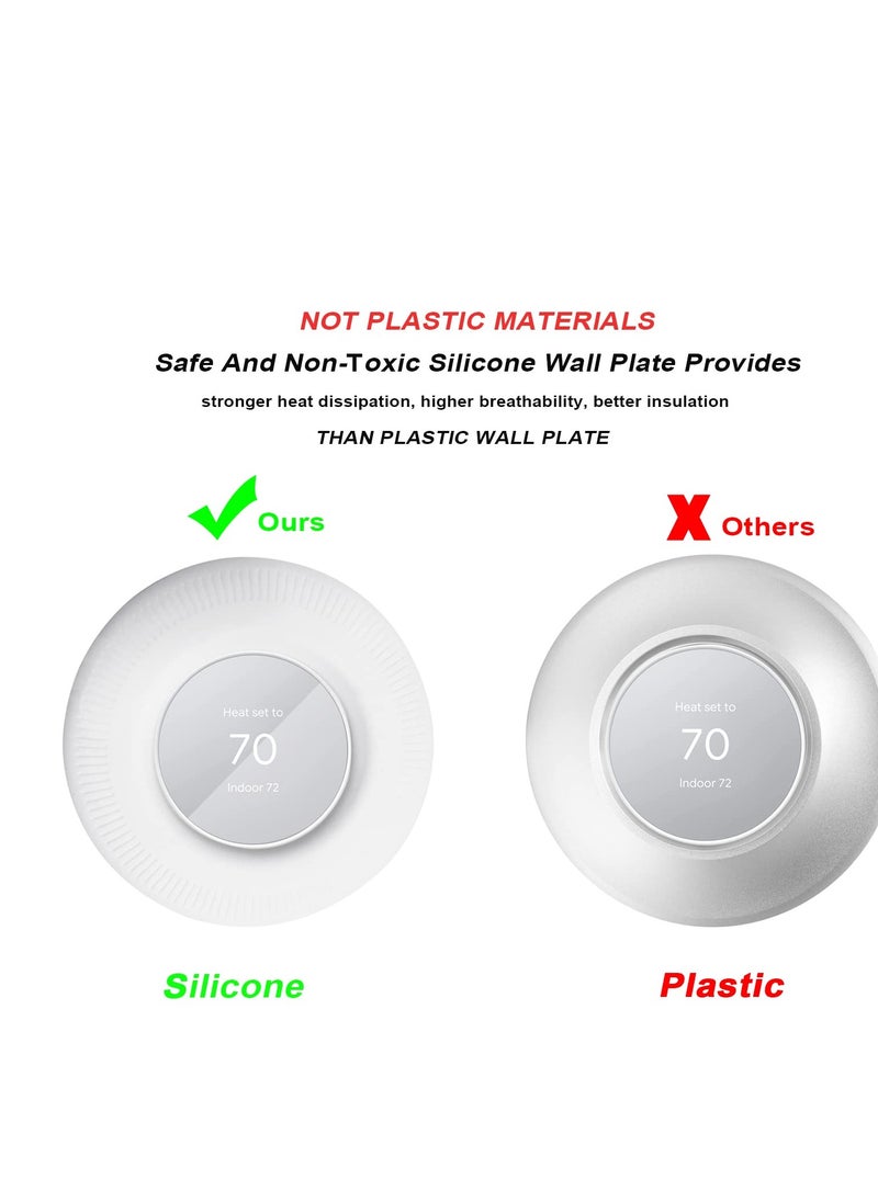 SYOSI - Silicone Wall Plate Cover Compatible with Google Nest Thermostat, Fingerprint Resistant Bracket Mount Trim Kit for Nest Thermostat, Complementary Design Easy to Install Backplate for Home, White - Image 1