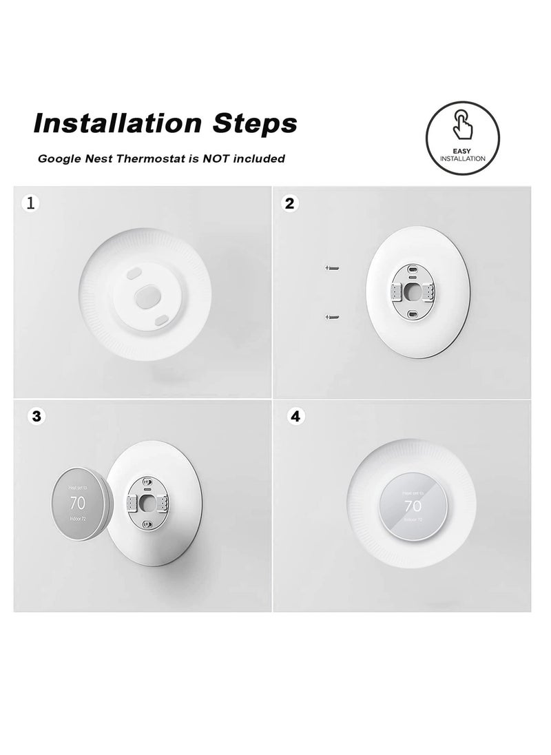 SYOSI - Silicone Wall Plate Cover Compatible with Google Nest Thermostat, Fingerprint Resistant Bracket Mount Trim Kit for Nest Thermostat, Complementary Design Easy to Install Backplate for Home, White - Image 1