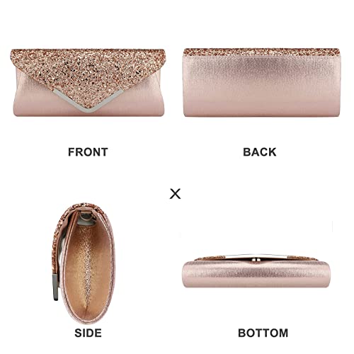 Jessie Clutch Purse Evening Bag for Women Prom Glitter Sparkling Envelope Handbag for Wedding and Party (Pink) - Image 2