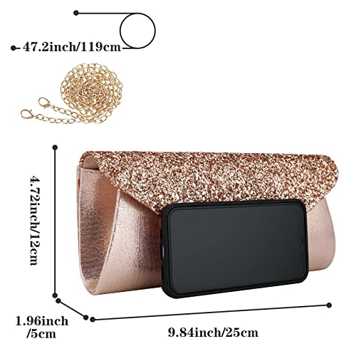 Jessie Clutch Purse Evening Bag for Women Prom Glitter Sparkling Envelope Handbag for Wedding and Party (Pink) - Image 5