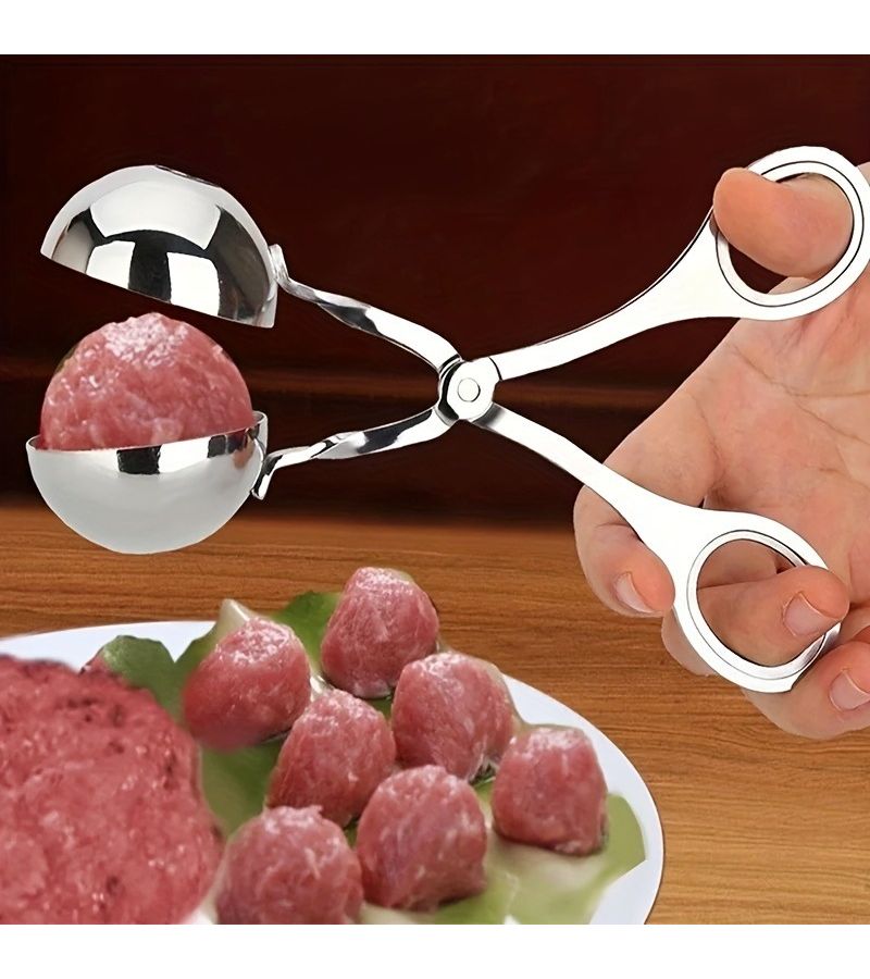 Large Stainless Steel Meatball Machine Non Stick Tongs Spoon Kitchen Tool 1pc - Image 1