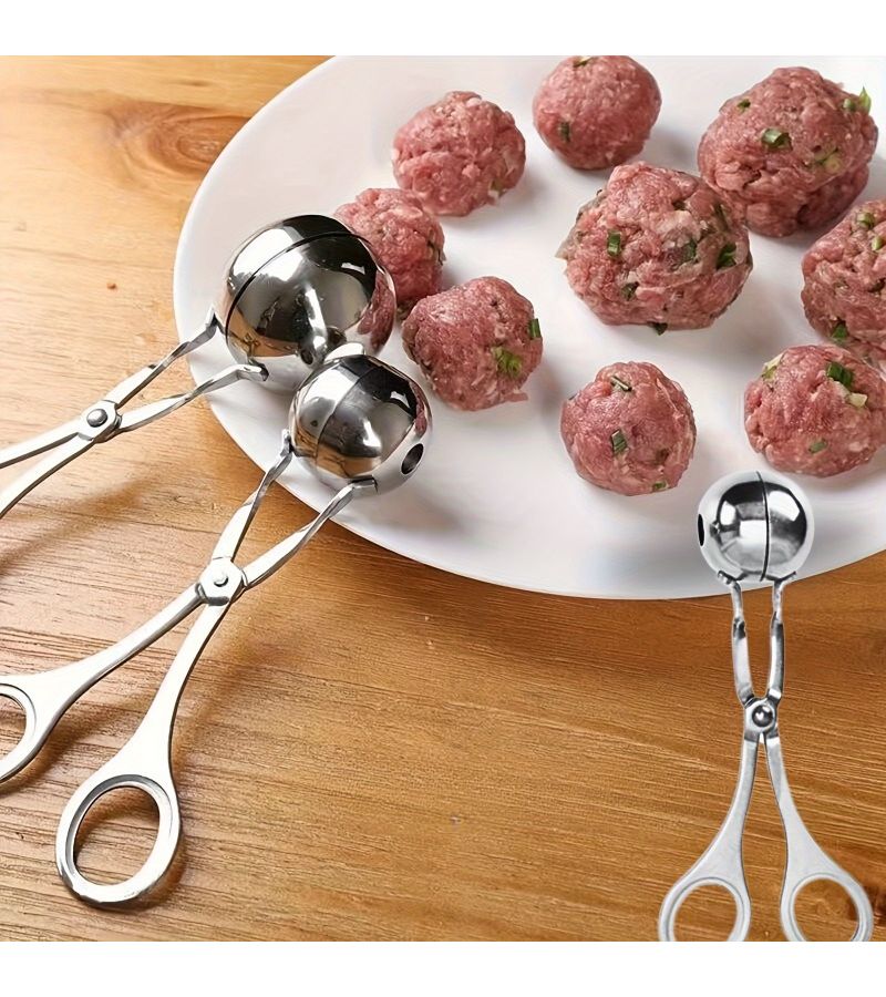Large Stainless Steel Meatball Machine Non Stick Tongs Spoon Kitchen Tool 1pc - Image 3