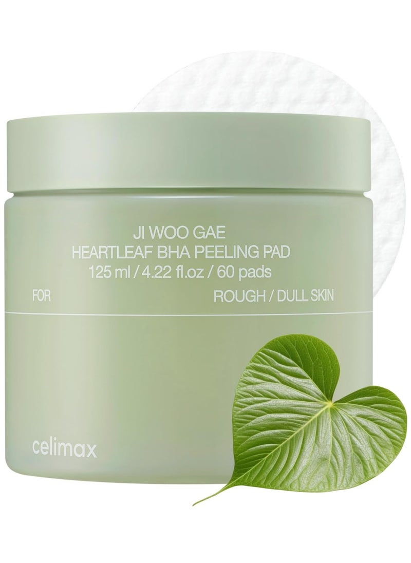 celimax - celimax Ji.Woo.Gae Heartleaf BHA Peeling Pad, Smooth but Effective Facial Exfoliating Toner Pad, 60pads - Image 1
