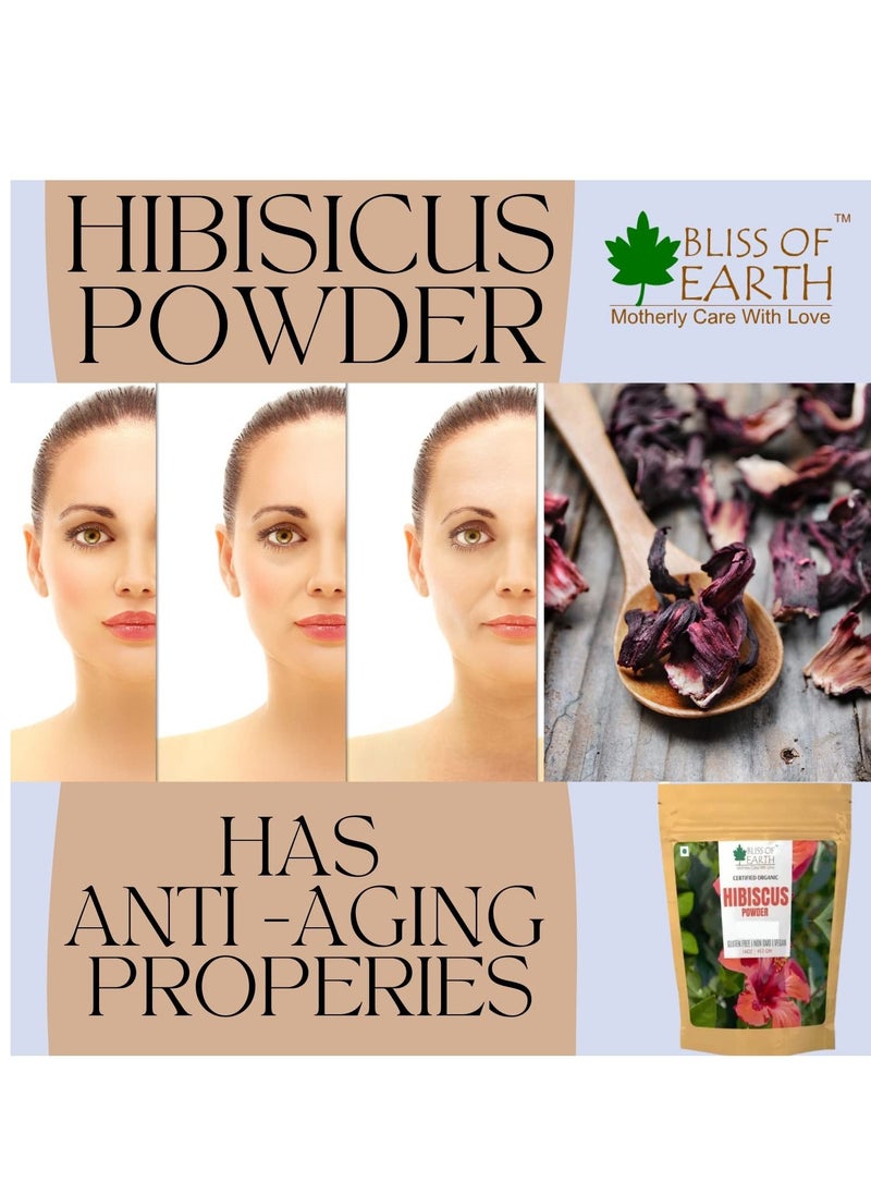 BLISS OF EARTH 100% Pure & Natural Hibiscus Powder 453GM Makes Hair Stronger & Thicker Controls Ageing Cures Acne & Pimples  - Image 2