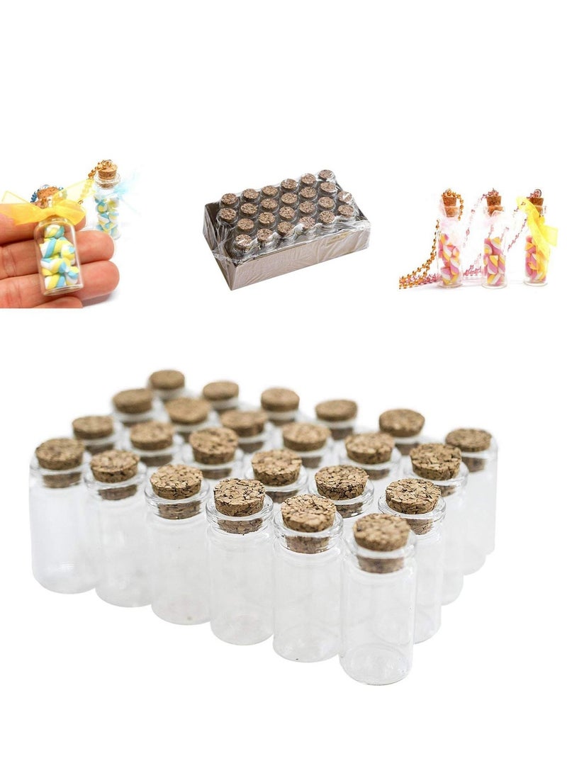 Super Z Outlet Mini Clear Glass Jars Bottles with Cork Stoppers for Arts & Crafts, Projects, Decoration, Party Favors - Size: 1-1/2" Tall X 3/4 Inches Diameter (24 Count) - Image 1