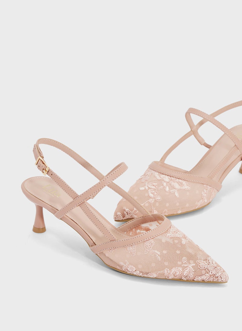 ايلا حذاء بكعب عالي بشريط خلفي دانتيل - Image 4