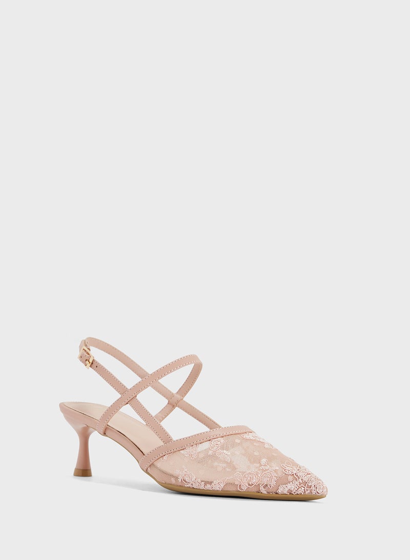 ايلا حذاء بكعب عالي بشريط خلفي دانتيل - Image 2